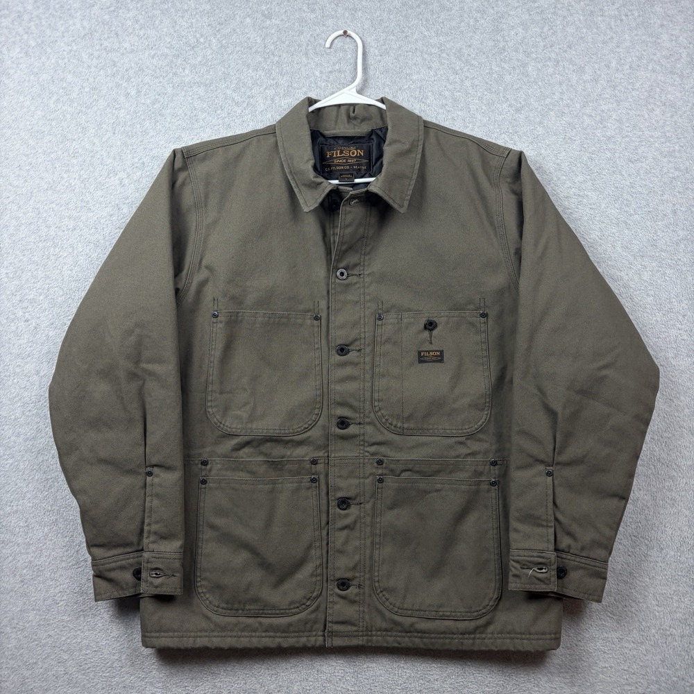 Filson Worksmith Insulated Jacket Mens Large Tarmac Green Canvas Chore Barn Coat